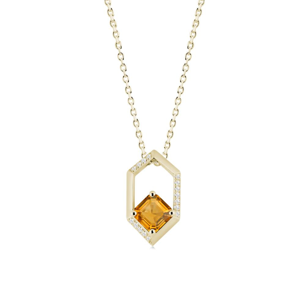 Geometric Asscher Citrine Pendant - LUO Jewelry #metal_14k yellow gold