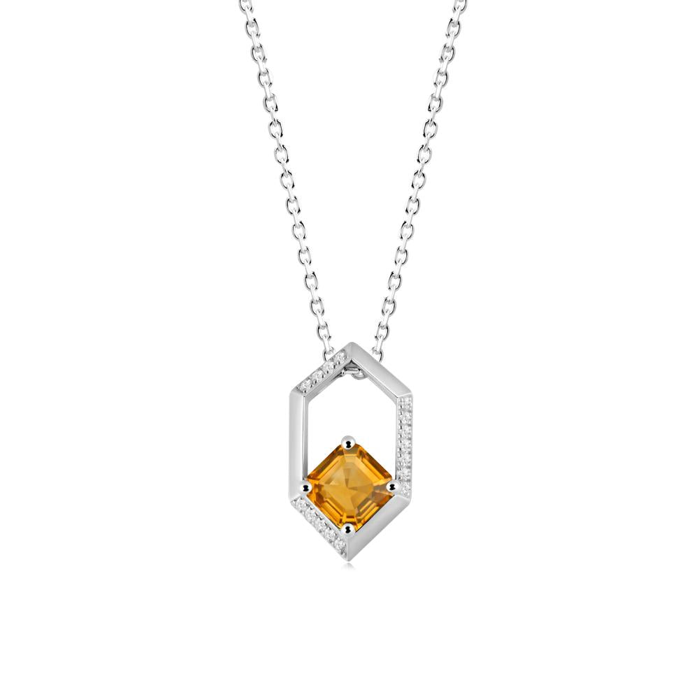 Geometric Asscher Citrine Pendant - LUO Jewelry #metal_18k white gold