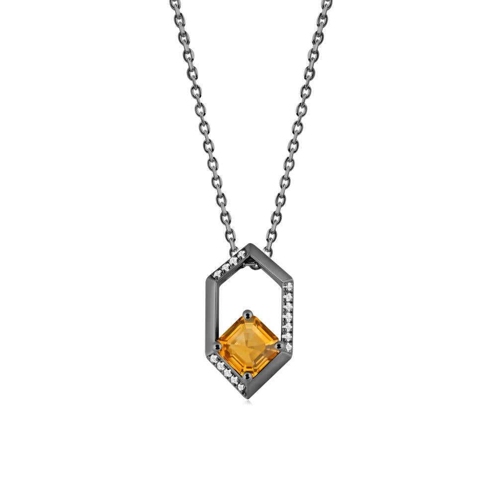 Geometric Asscher Citrine Pendant - LUO Jewelry #metal_black finish sterling silver