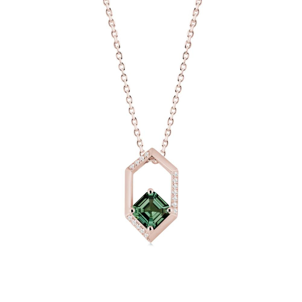 Geometric Asscher Green Sapphire Pendant - LUO Jewelry #metal_14k rose gold