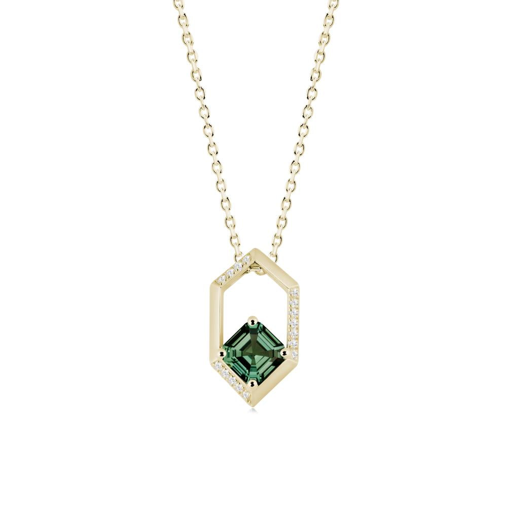 Geometric Asscher Green Sapphire Pendant - LUO Jewelry #metal_14k yellow gold
