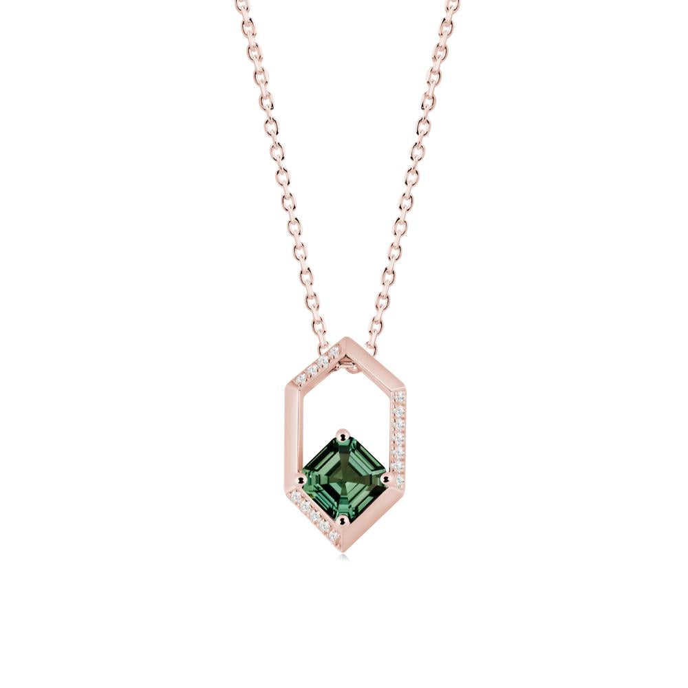 Geometric Asscher Green Sapphire Pendant - LUO Jewelry #metal_18k rose gold
