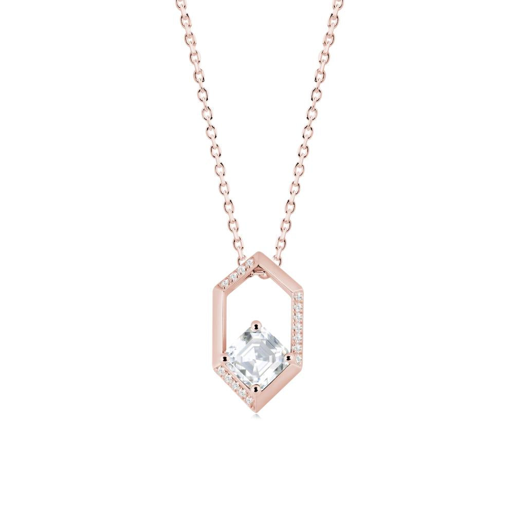 Geometric Asscher Moissanite Pendant - LUO Jewelry #metal_18k rose gold