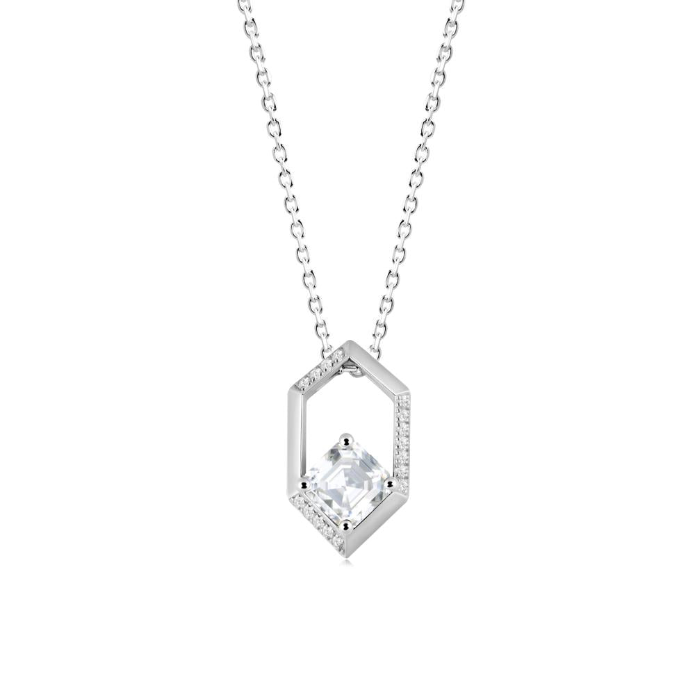 Geometric Asscher Moissanite Pendant - LUO Jewelry #metal_sterling silver