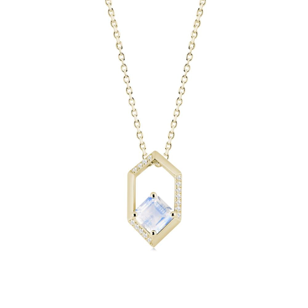 Geometric Asscher Moonstone Pendant - LUO Jewelry #metal_14k yellow gold