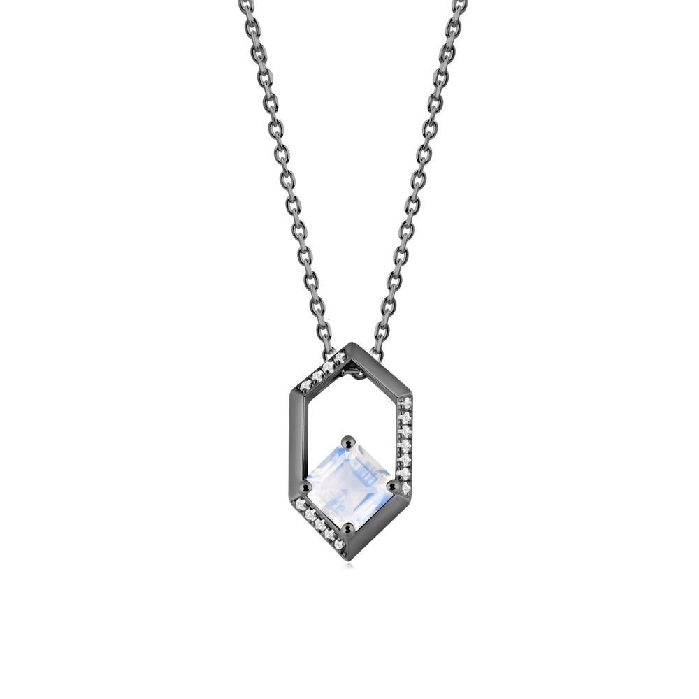 Geometric Asscher Moonstone Pendant - LUO Jewelry #metal_black finish sterling silver
