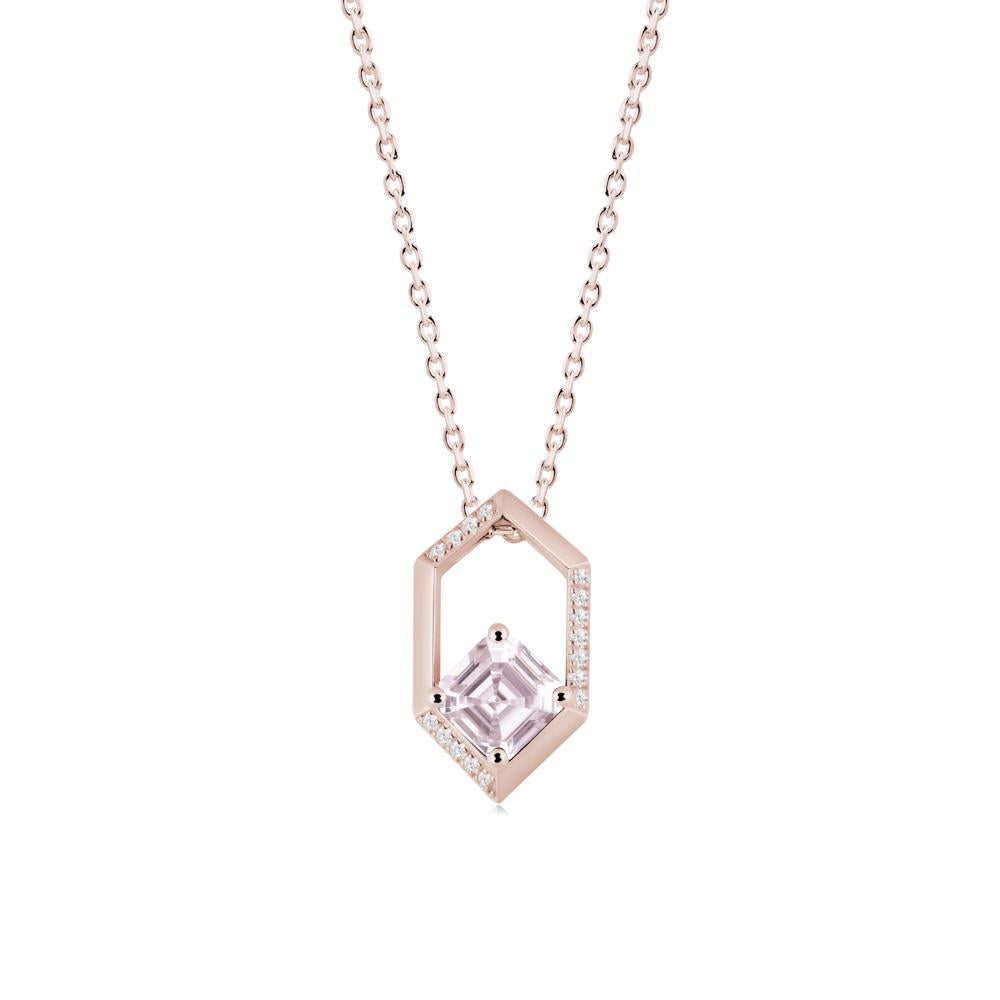 Geometric Asscher Pink Cubic Zirconia Pendant - LUO Jewelry #metal_14k rose gold