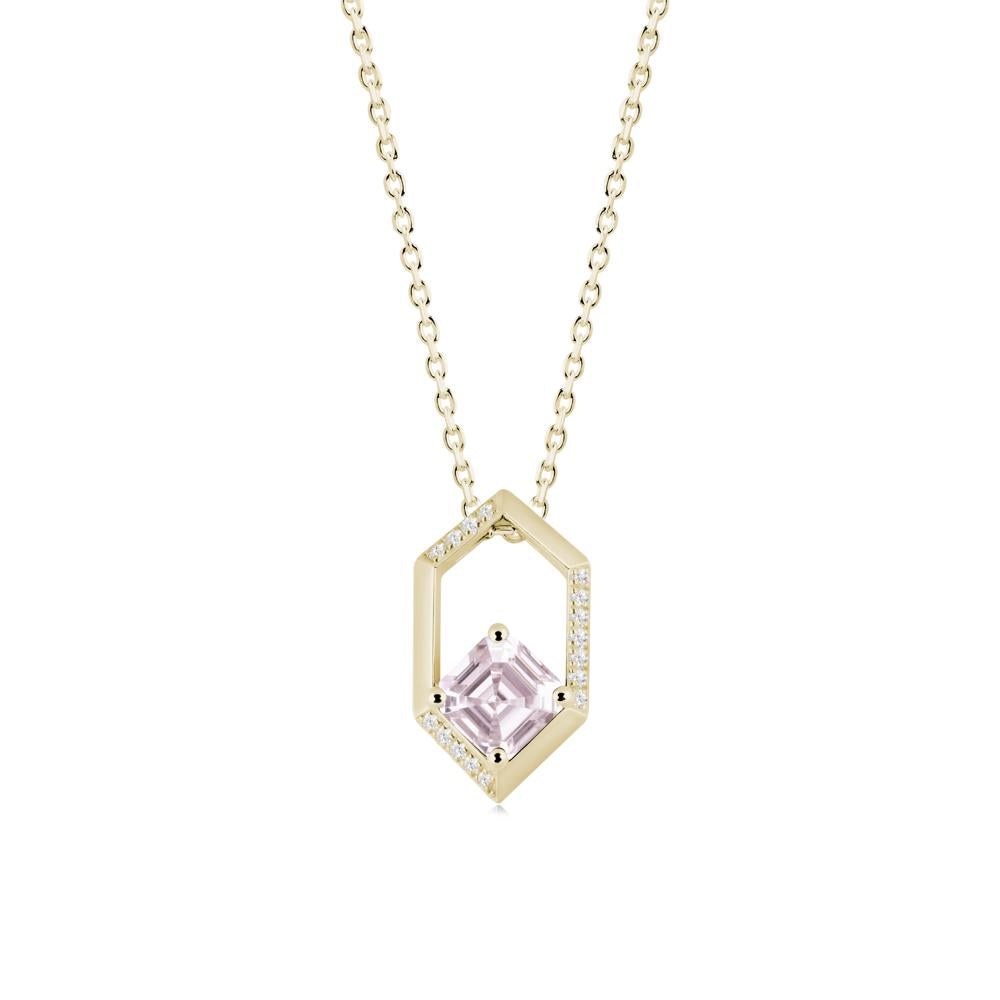 Geometric Asscher Pink Cubic Zirconia Pendant - LUO Jewelry #metal_14k yellow gold
