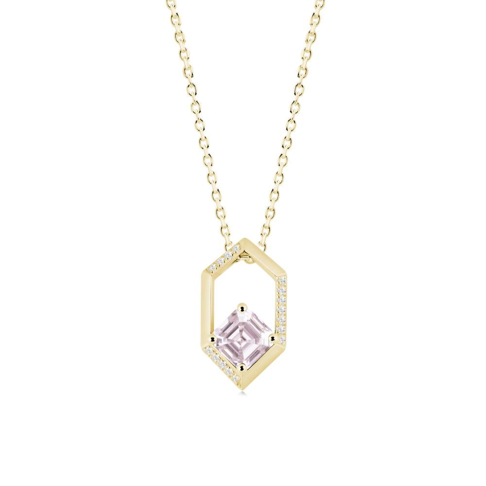 Geometric Asscher Pink Cubic Zirconia Pendant - LUO Jewelry #metal_18k yellow gold