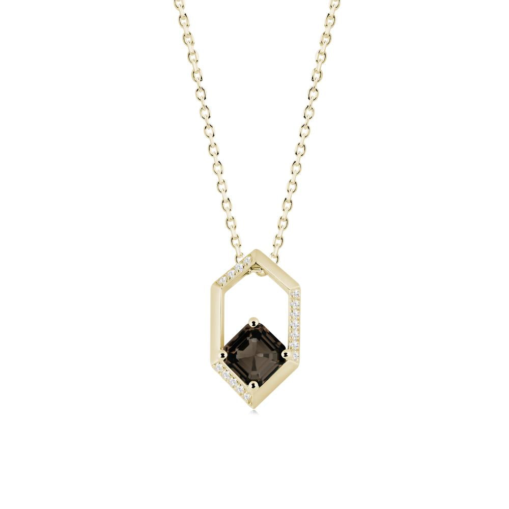 Geometric Asscher Smoky Quartz Pendant - LUO Jewelry #metal_14k yellow gold