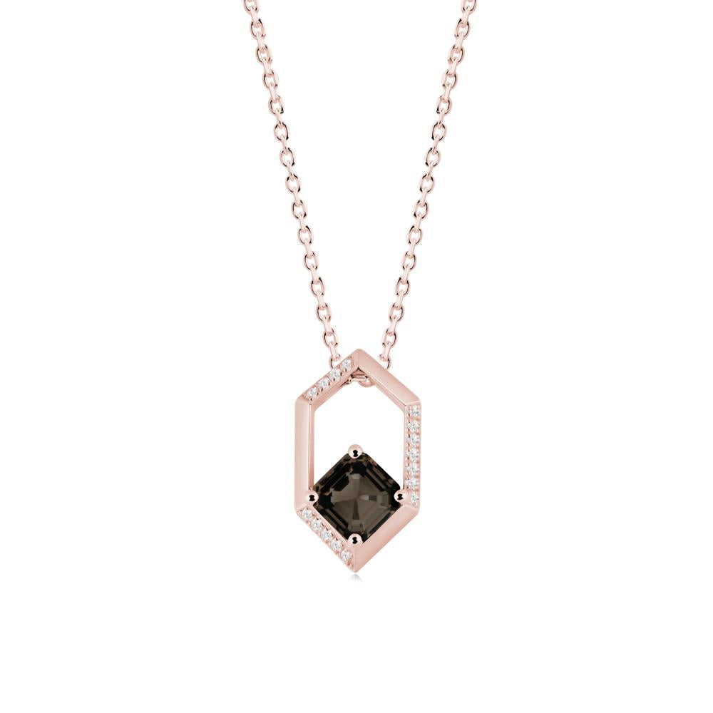 Geometric Asscher Smoky Quartz Pendant - LUO Jewelry #metal_18k rose gold