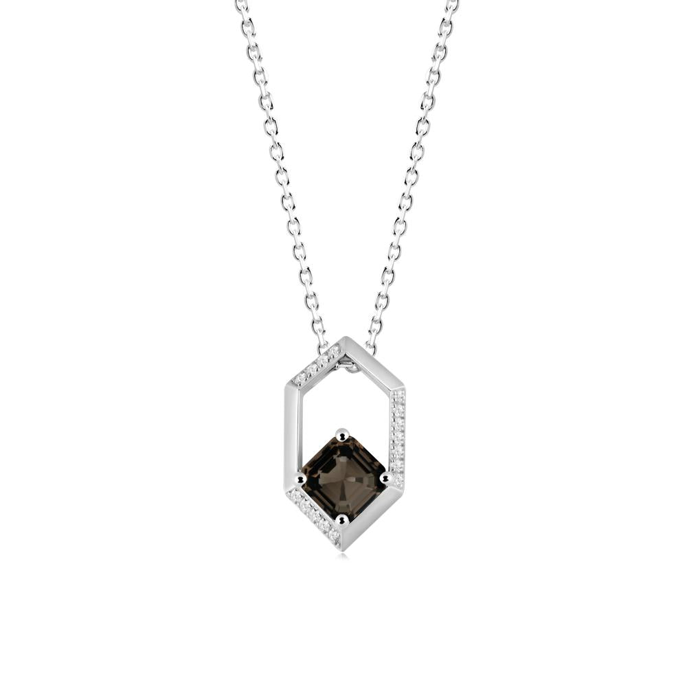 Geometric Asscher Smoky Quartz Pendant - LUO Jewelry #metal_18k white gold