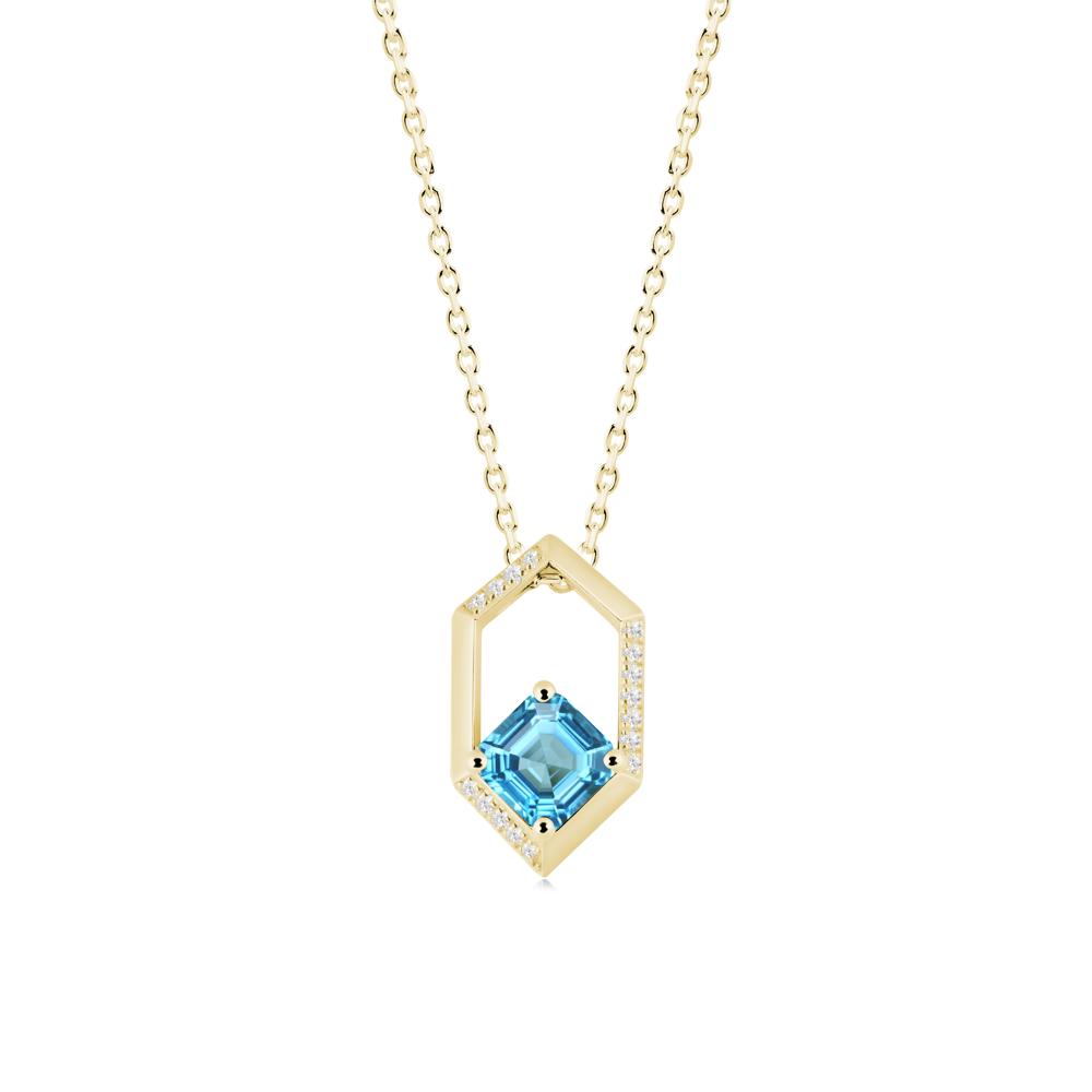 Geometric Asscher Swiss Blue Topaz Pendant - LUO Jewelry #metal_18k yellow gold