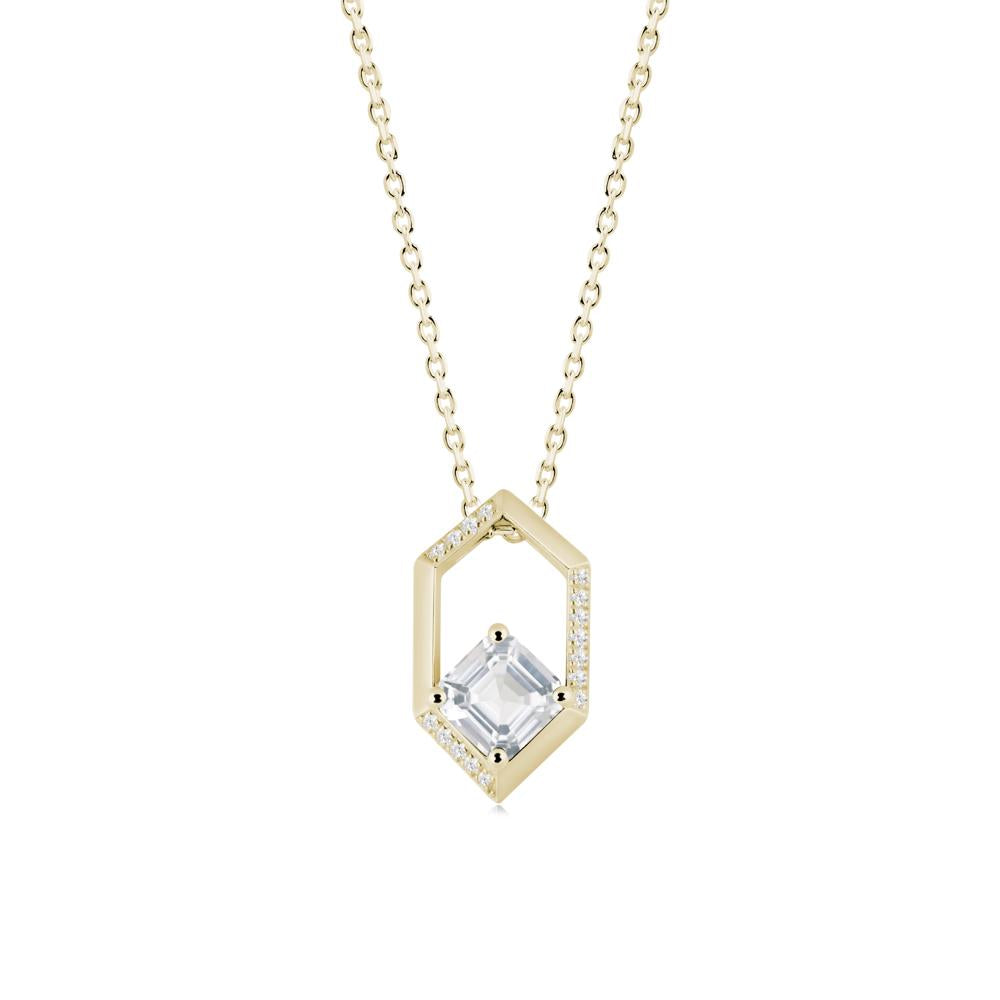Geometric Asscher White Topaz Pendant - LUO Jewelry #metal_14k yellow gold
