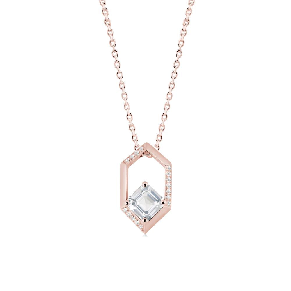 Geometric Asscher White Topaz Pendant - LUO Jewelry #metal_18k rose gold