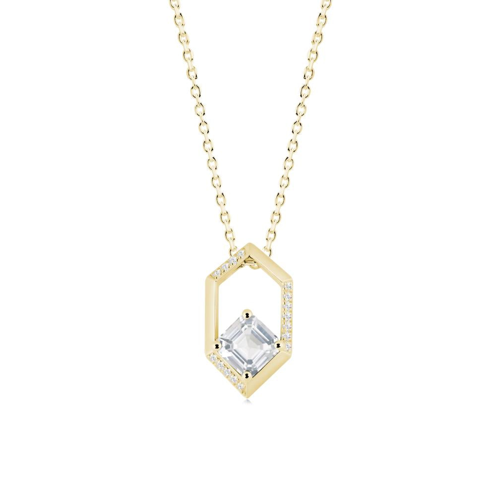 Geometric Asscher White Topaz Pendant - LUO Jewelry #metal_18k yellow gold
