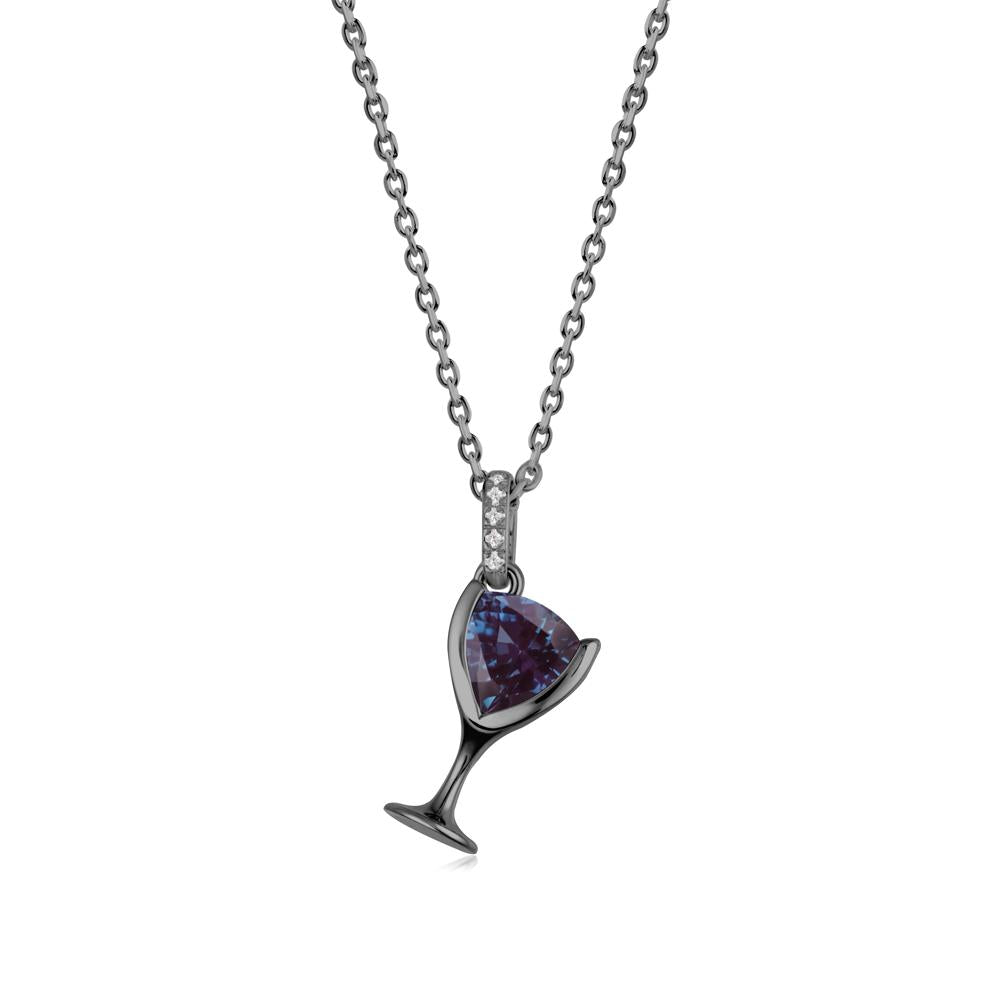 Trillion Alexandrite Bezel Necklace - LUO Jewelry #metal_black finish sterling silver