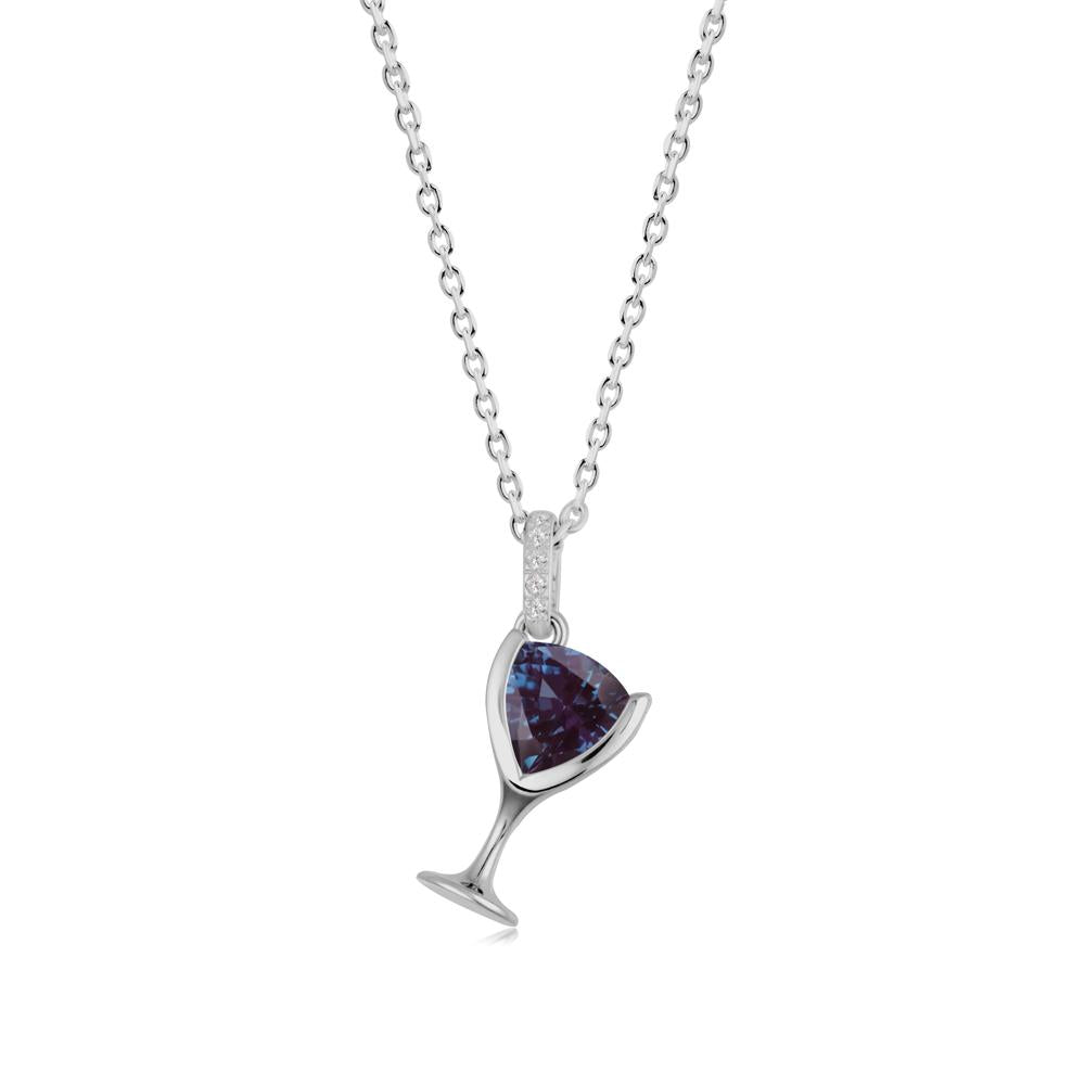 Trillion Alexandrite Bezel Necklace - LUO Jewelry #metal_platinum