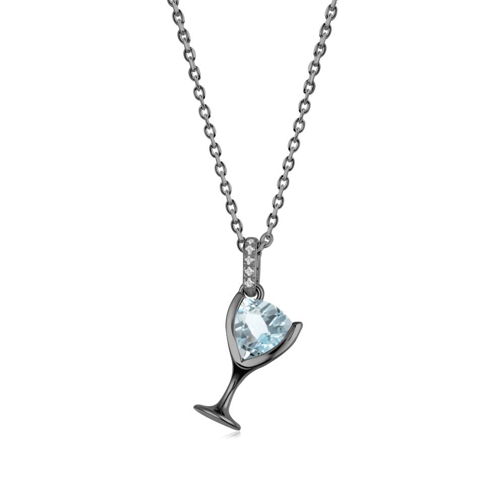 Wine Glass Inspired Aquamarine Pendant - LUO Jewelry #metal_black finish sterling silver