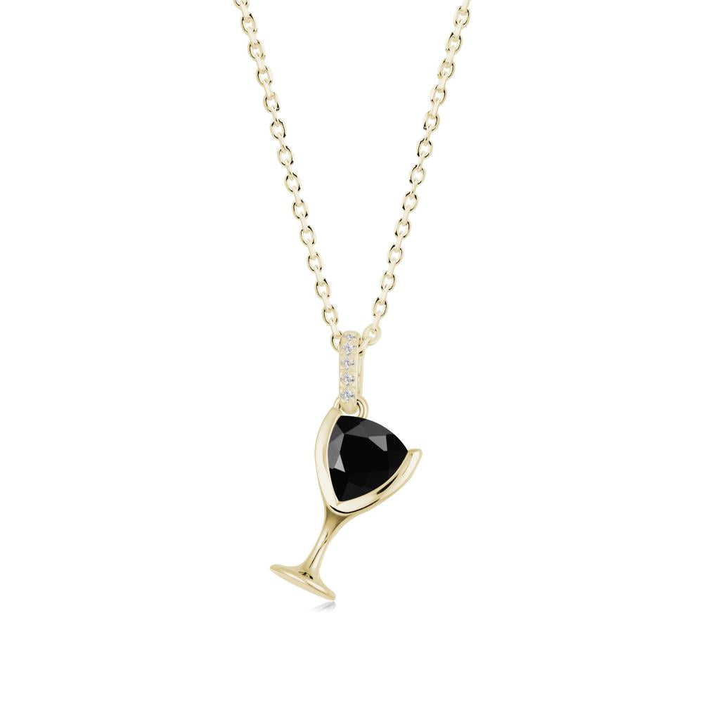 Wine Glass Inspired Black Spinel Pendant - LUO Jewelry #metal_14k yellow gold