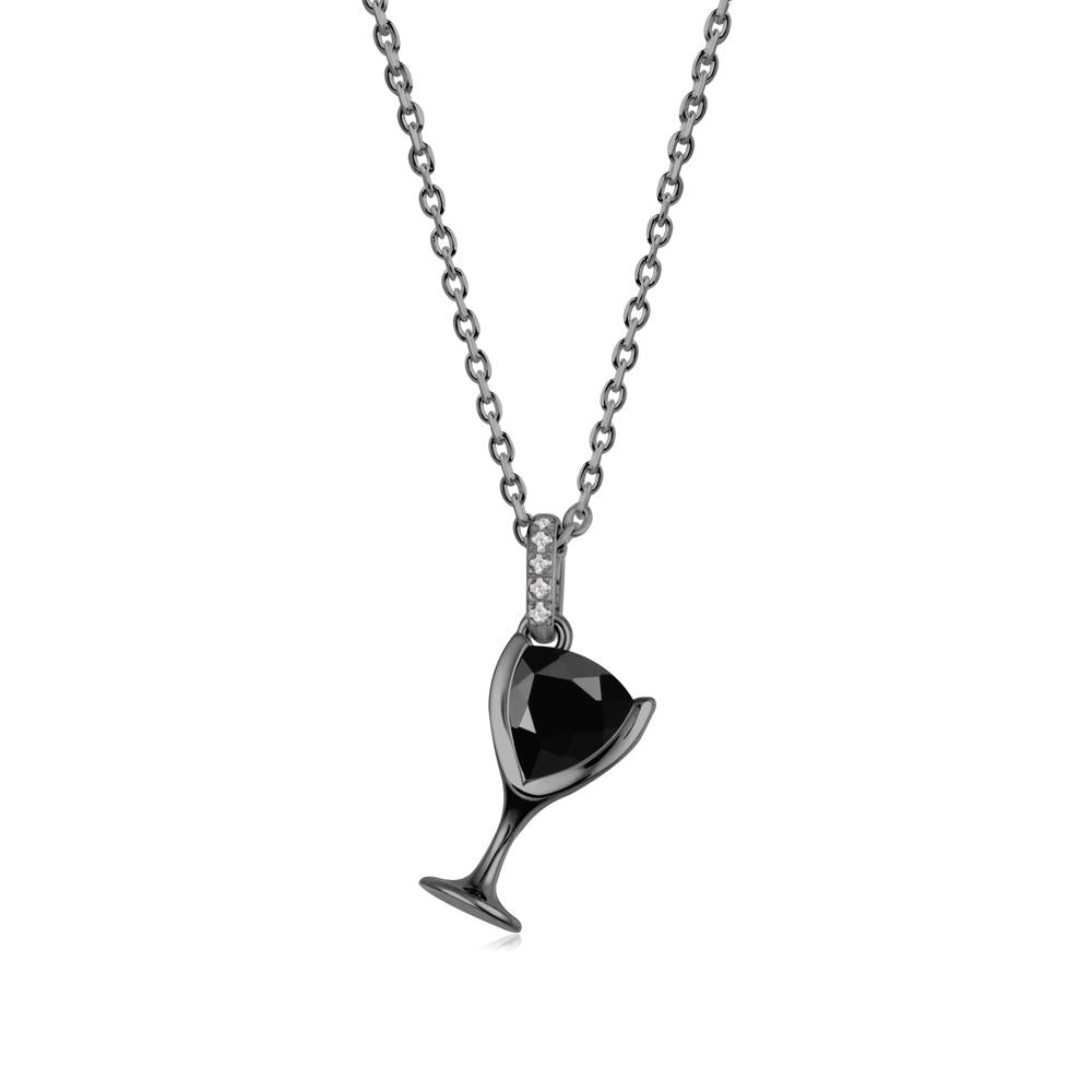 Wine Glass Inspired Black Spinel Pendant - LUO Jewelry #metal_black finish sterling silver