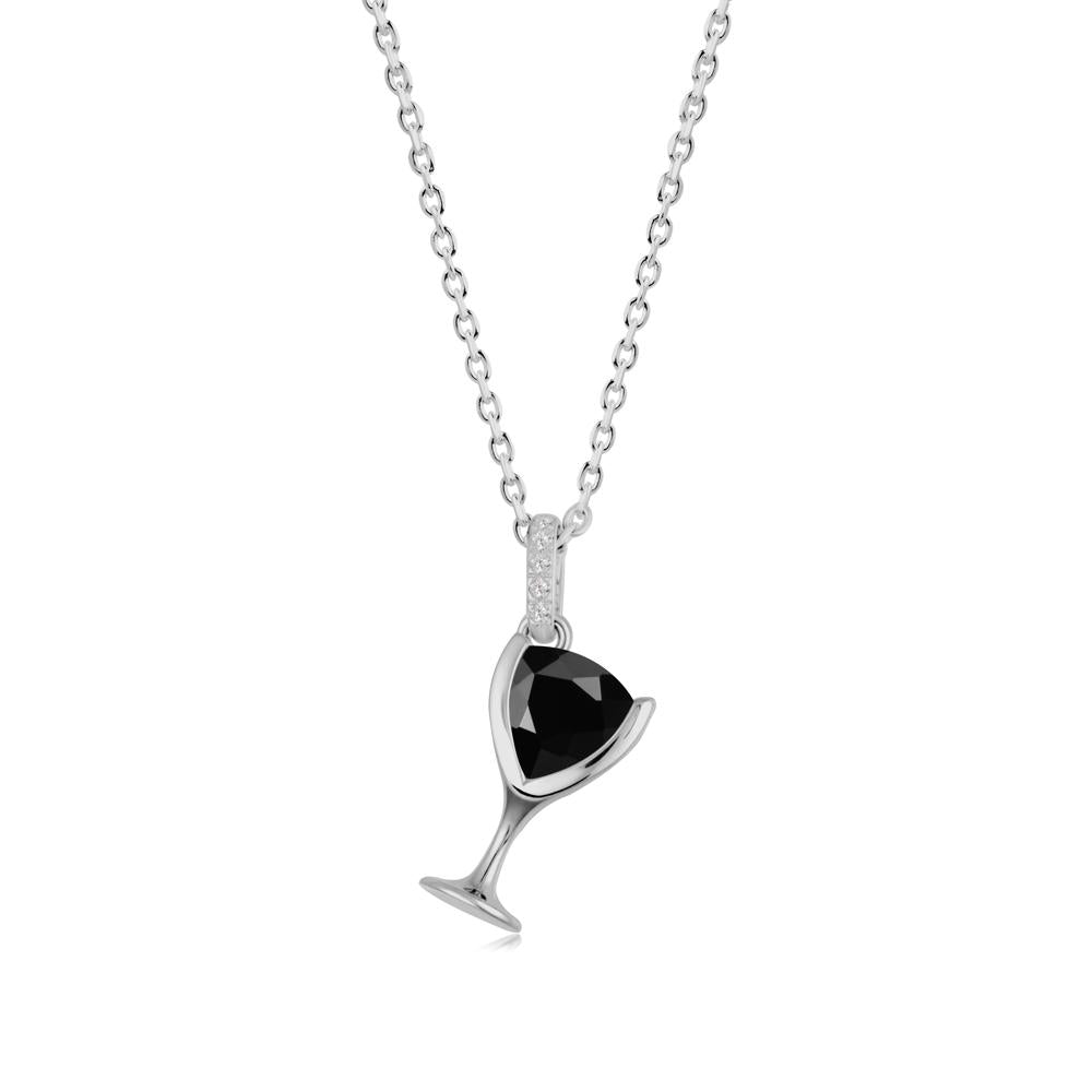Wine Glass Inspired Black Spinel Pendant - LUO Jewelry #metal_platinum