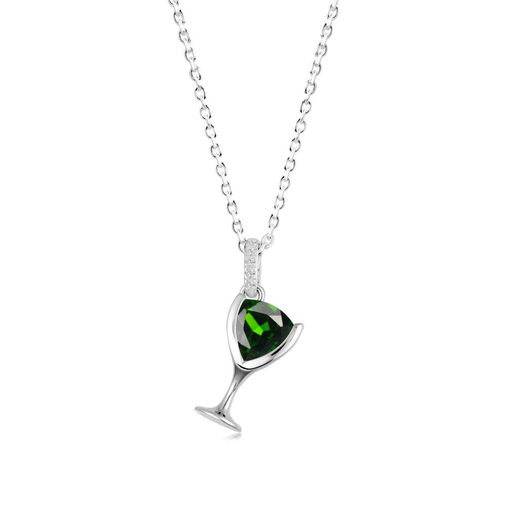 Trillion Diopside Bezel Necklace - LUO Jewelry #metal_14k white gold