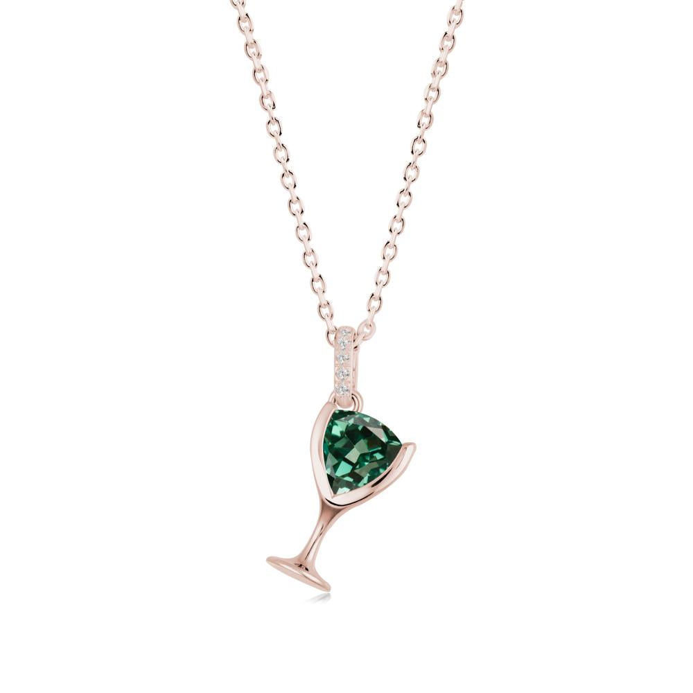 Trillion Green Sapphire Bezel Necklace - LUO Jewelry #metal_14k rose gold