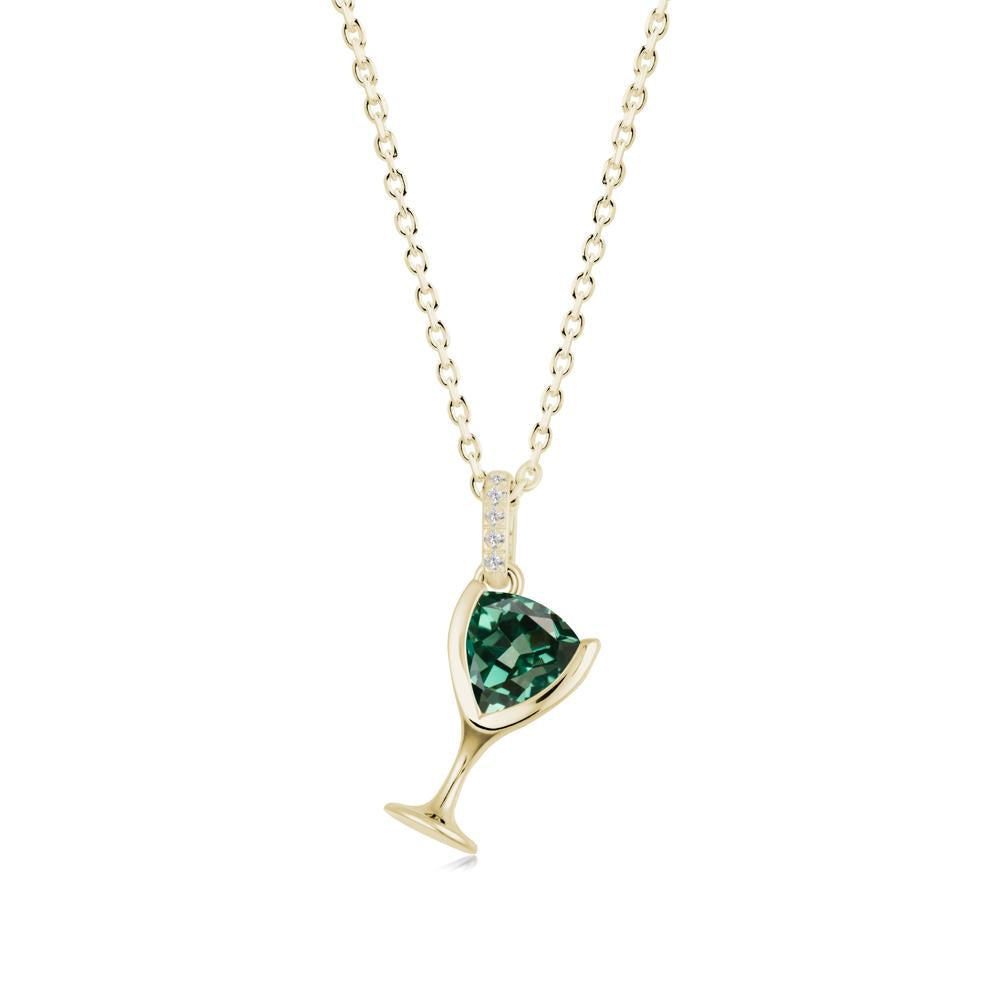Trillion Green Sapphire Bezel Necklace - LUO Jewelry #metal_14k yellow gold