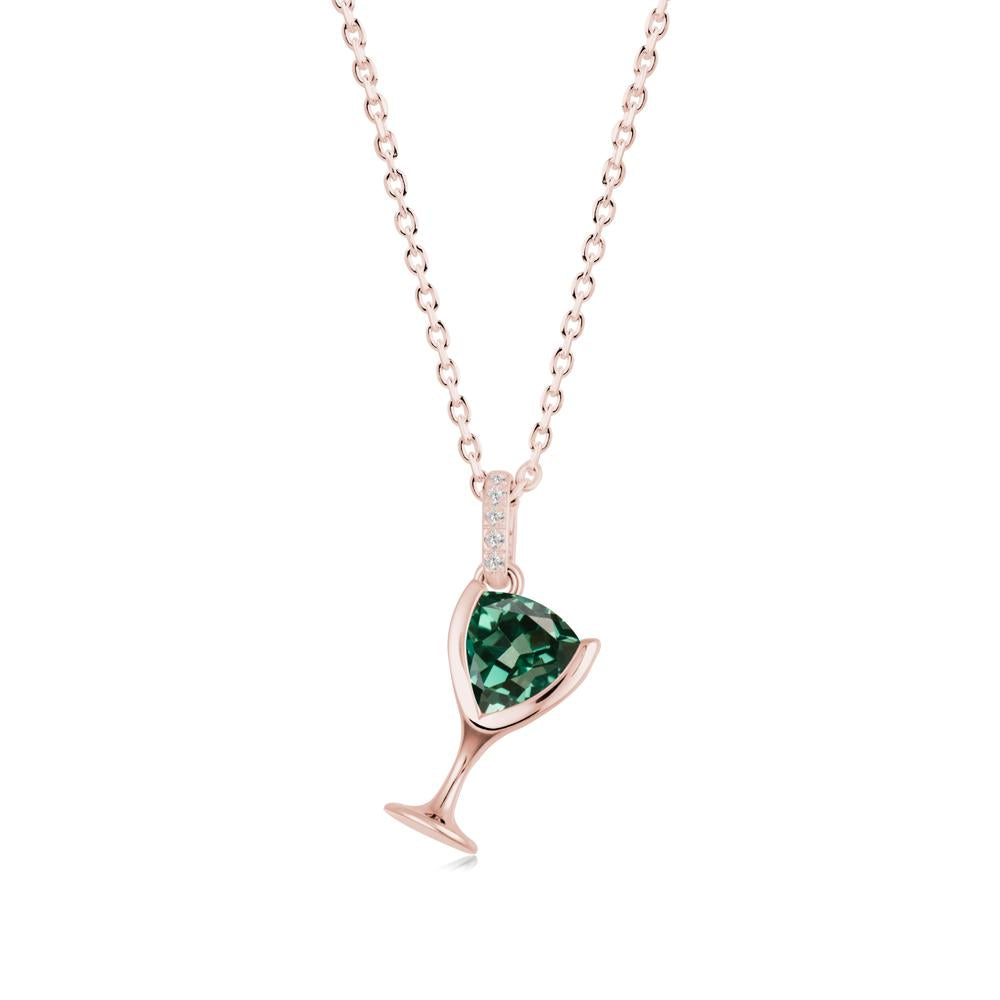 Trillion Green Sapphire Bezel Necklace - LUO Jewelry #metal_18k rose gold