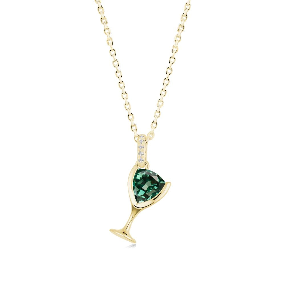 Trillion Green Sapphire Bezel Necklace - LUO Jewelry #metal_18k yellow gold
