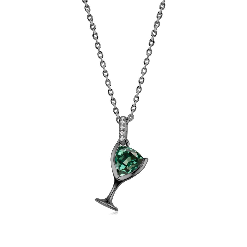 Trillion Green Sapphire Bezel Necklace - LUO Jewelry #metal_black finish sterling silver