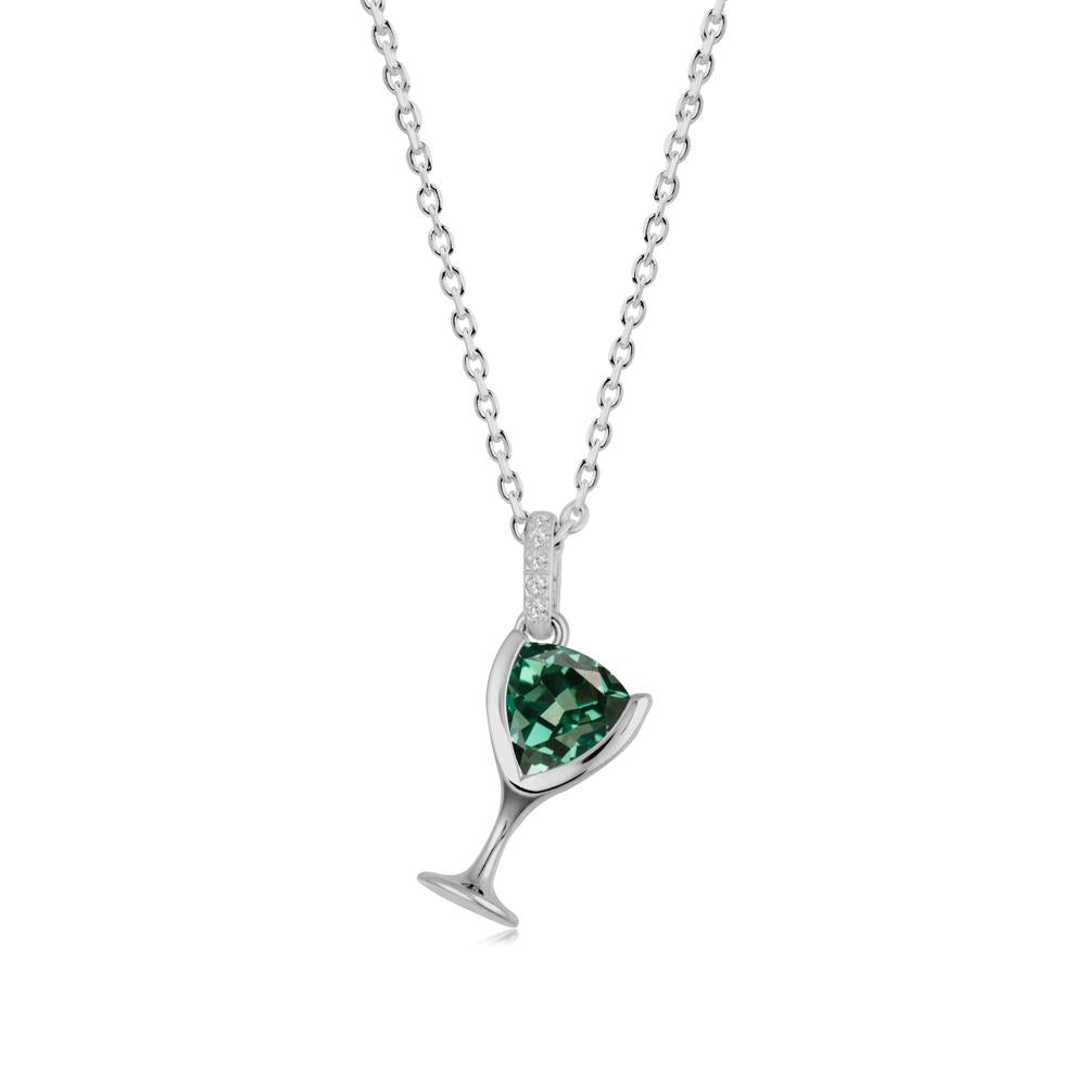 Trillion Green Sapphire Bezel Necklace - LUO Jewelry #metal_platinum