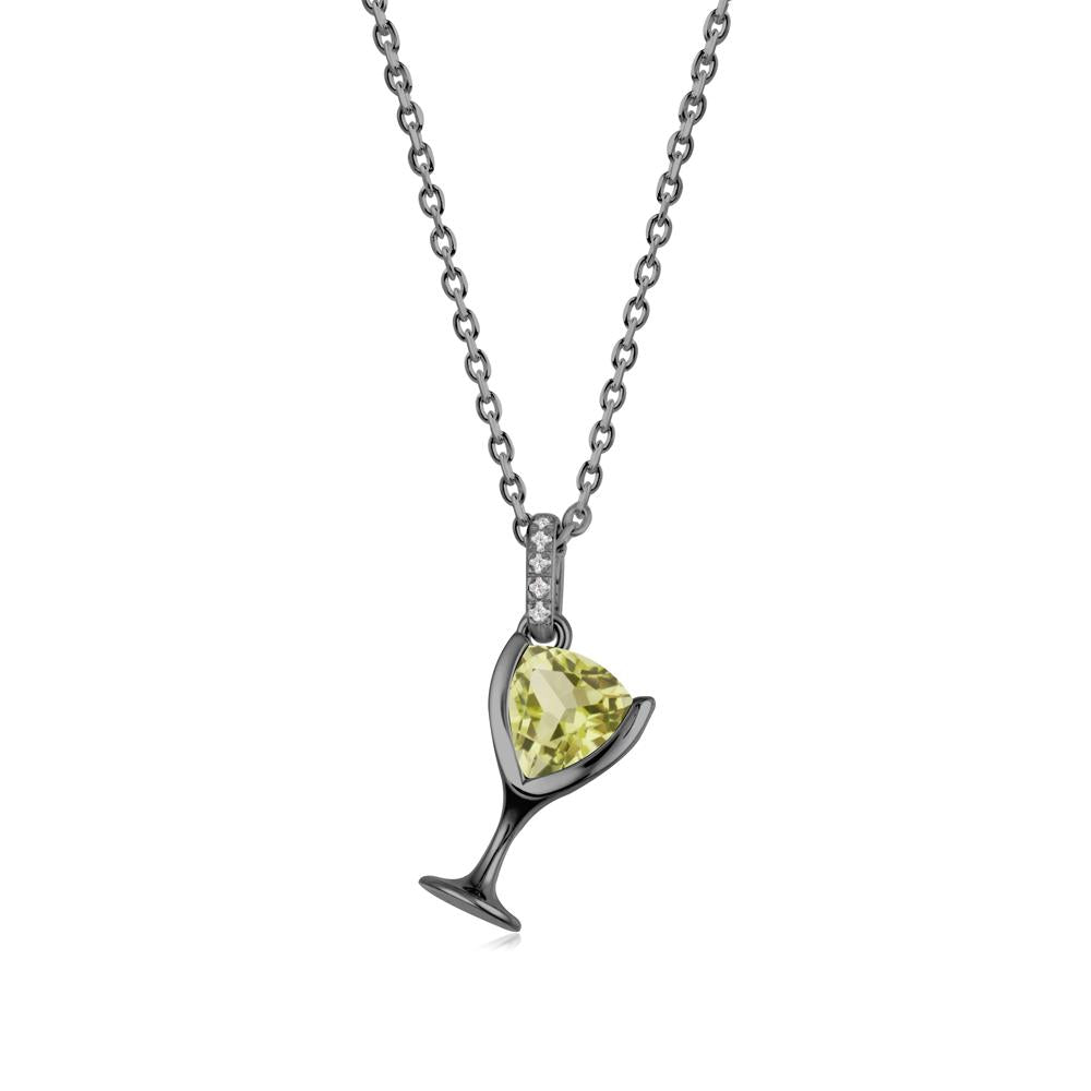Wine Glass Inspired Lemon Quartz Pendant - LUO Jewelry #metal_black finish sterling silver