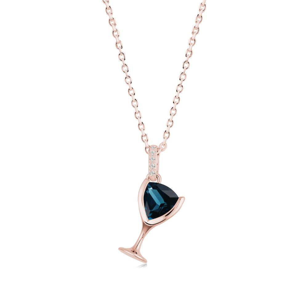 Trillion London Blue Topaz Bezel Necklace - LUO Jewelry #metal_18k rose gold