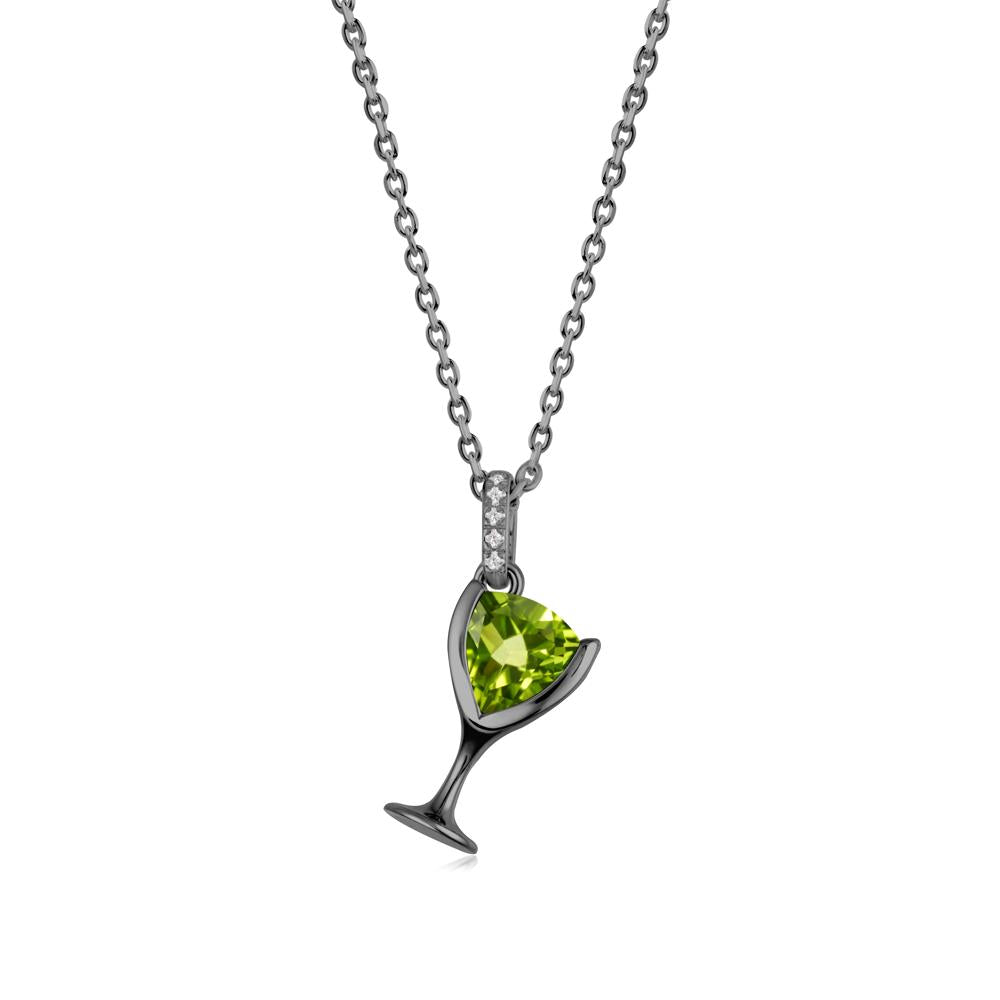 Trillion Peridot Bezel Necklace - LUO Jewelry #metal_black finish sterling silver