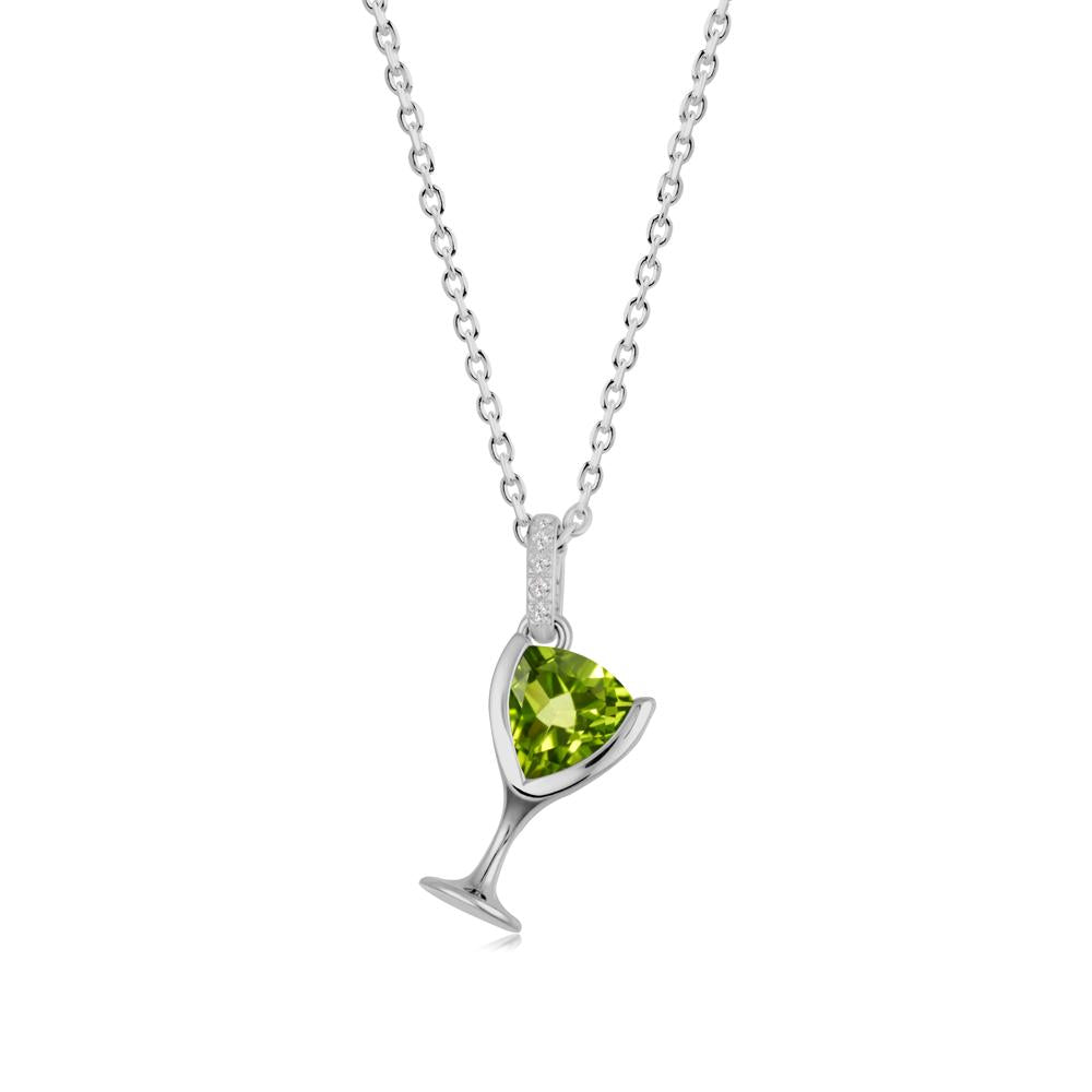 Trillion Peridot Bezel Necklace - LUO Jewelry #metal_platinum