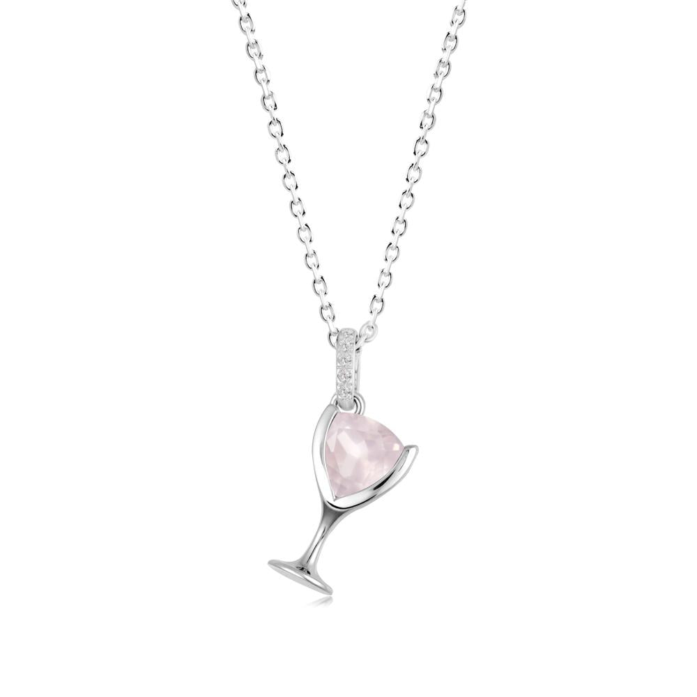 Wine Glass Inspired Rose Quartz Pendant - LUO Jewelry #metal_14k white gold