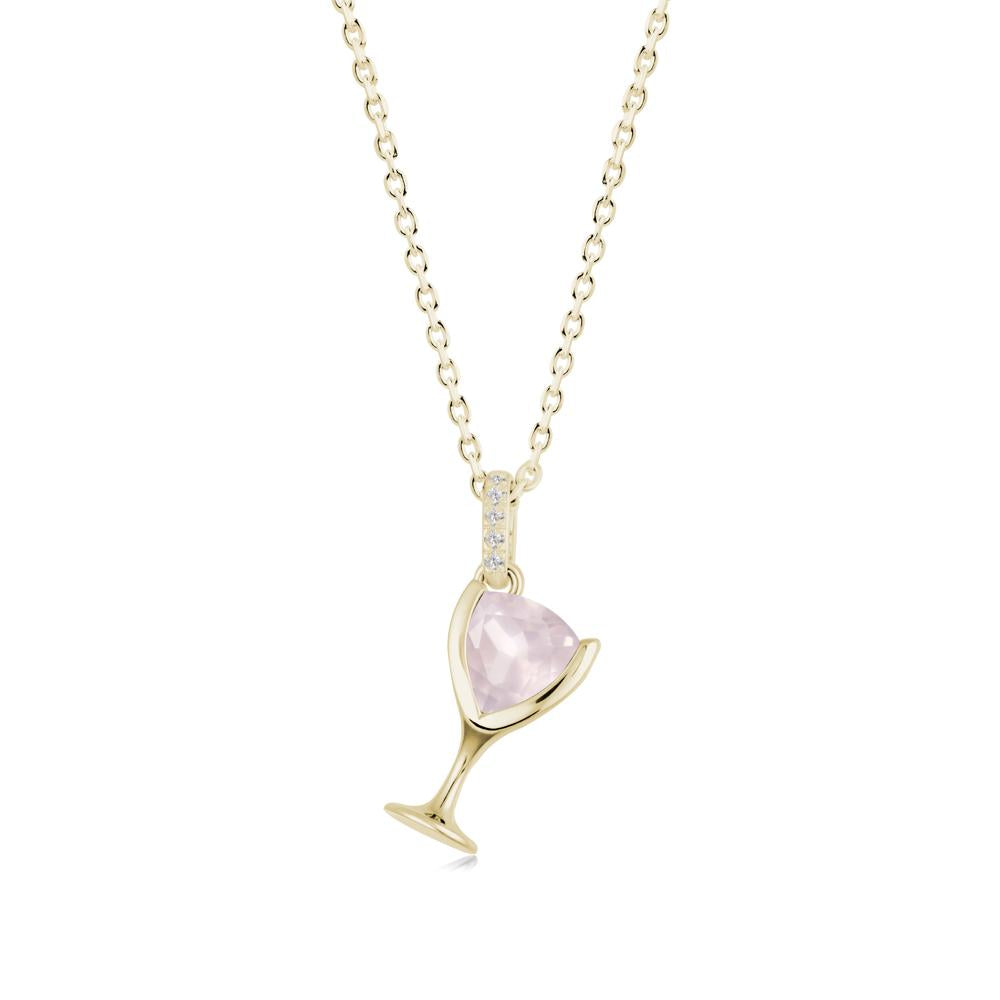 Wine Glass Inspired Rose Quartz Pendant - LUO Jewelry #metal_14k yellow gold