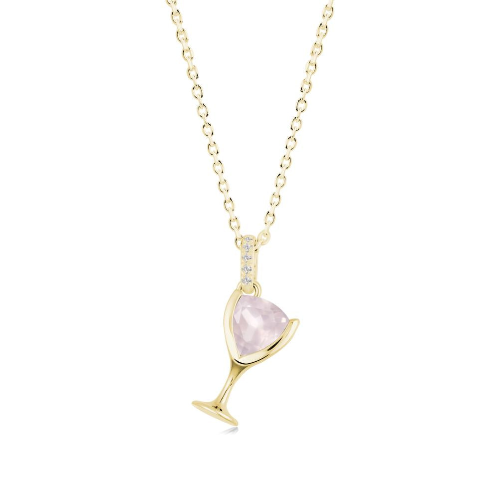Wine Glass Inspired Rose Quartz Pendant - LUO Jewelry #metal_18k yellow gold