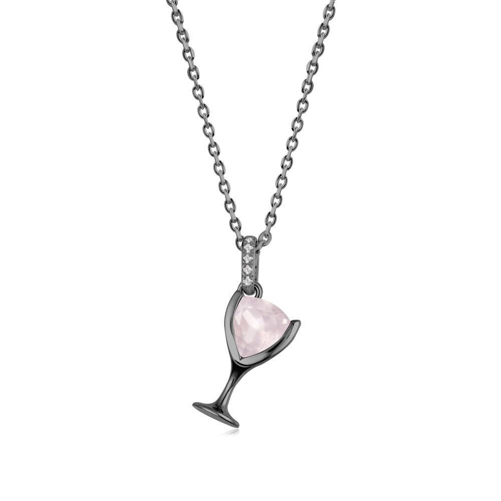Wine Glass Inspired Rose Quartz Pendant - LUO Jewelry #metal_black finish sterling silver
