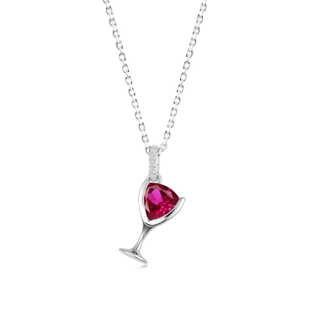 Trillion Ruby Bezel Necklace - LUO Jewelry #metal_14k white gold