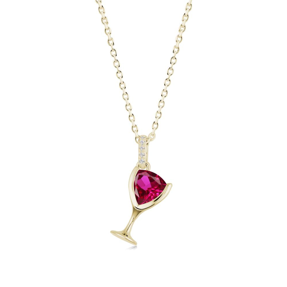 Trillion Ruby Bezel Necklace - LUO Jewelry #metal_14k yellow gold