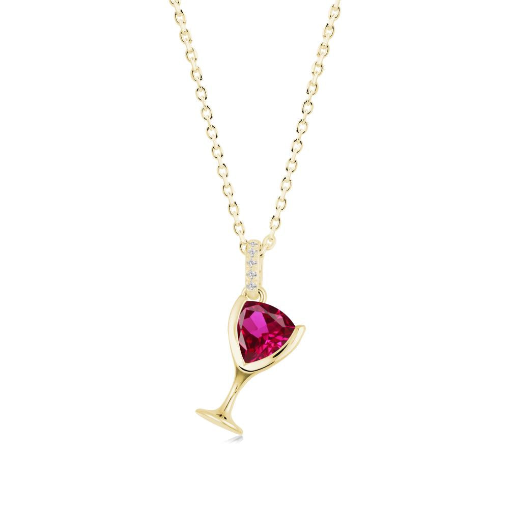Trillion Ruby Bezel Necklace - LUO Jewelry #metal_18k yellow gold