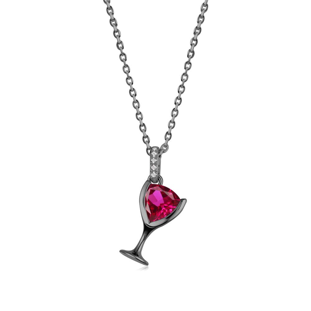 Trillion Ruby Bezel Necklace - LUO Jewelry #metal_black finish sterling silver