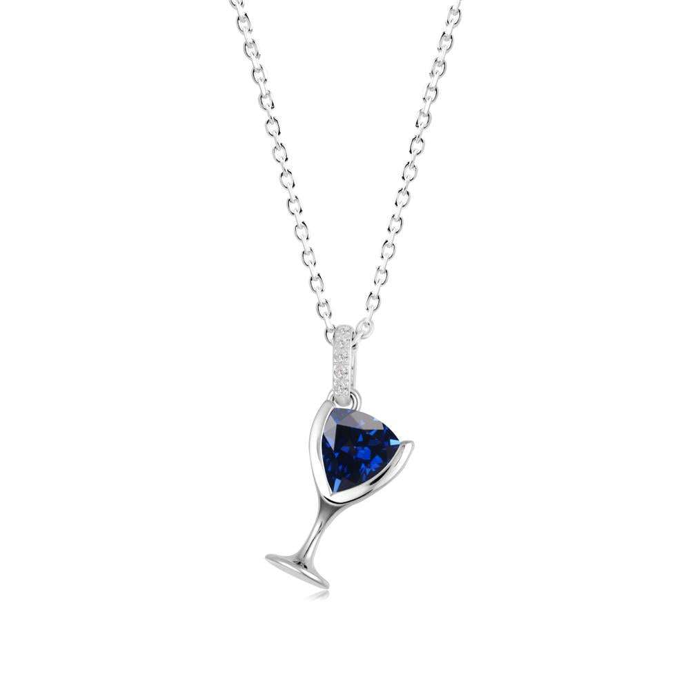 Trillion Sapphire Bezel Necklace - LUO Jewelry #metal_14k white gold