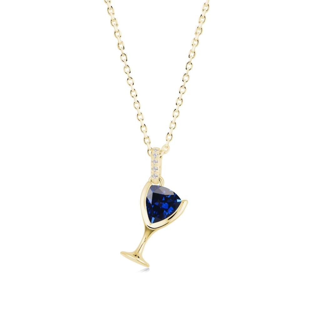 Trillion Sapphire Bezel Necklace - LUO Jewelry #metal_18k yellow gold