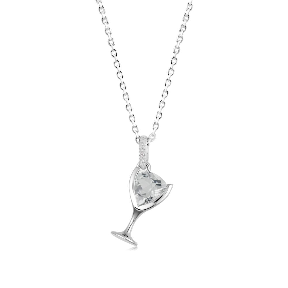 Trillion White Topaz Bezel Necklace - LUO Jewelry #metal_14k white gold