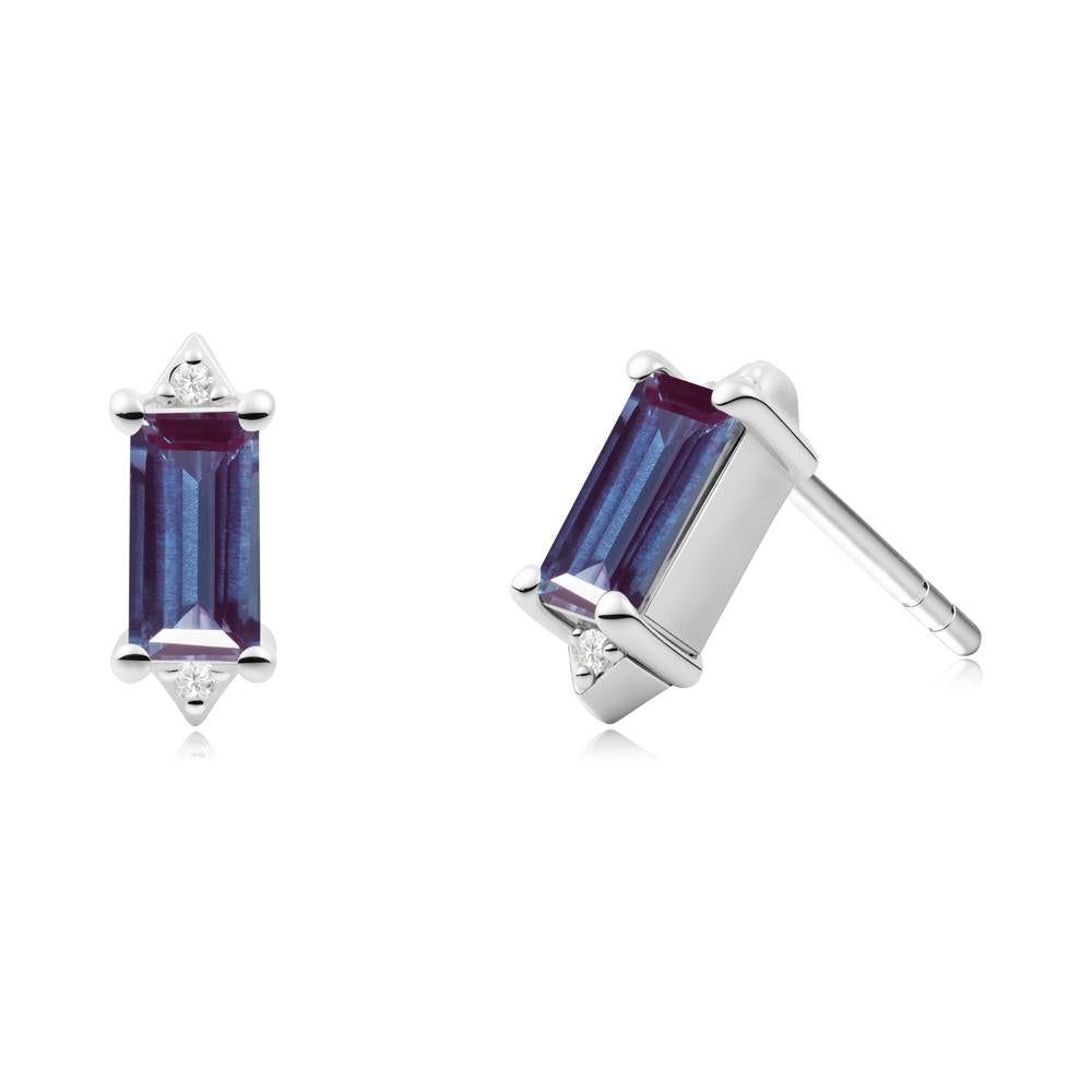 Minimalist Baguette Alexandrite Stud Earrings - LUO Jewelry #metal_sterling silver