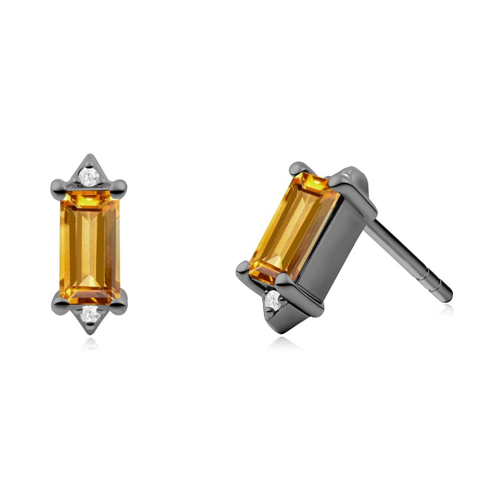 Minimalist Baguette Citrine Stud Earrings - LUO Jewelry #metal_black finish sterling silver